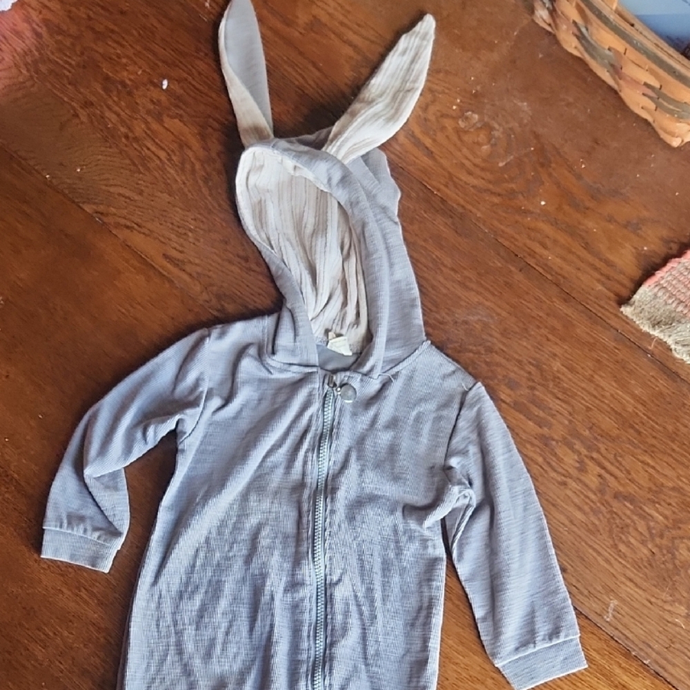 Gray Bunny Ear Baby Onesie